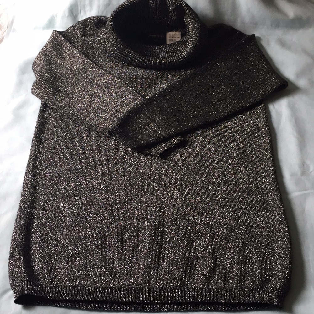 Jeanne Pierre Metallic Gray Size M Long Sweater
